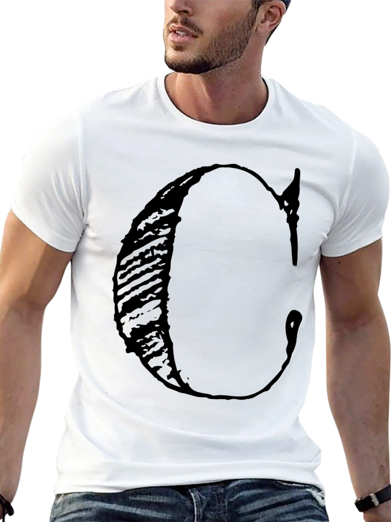 Bold C Letter Graphic Black T-Shirt