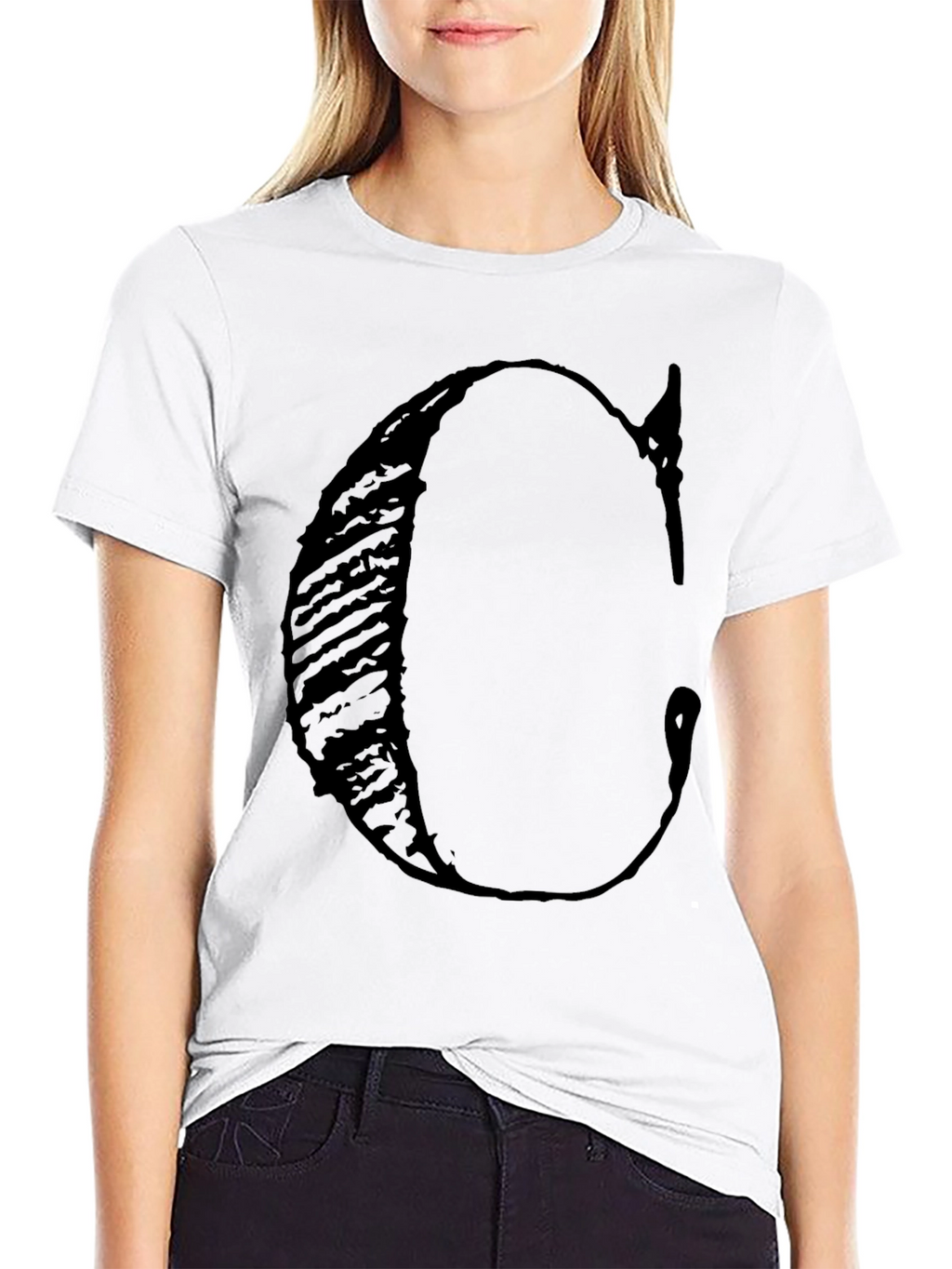 Bold C Letter Graphic Black T-Shirt
