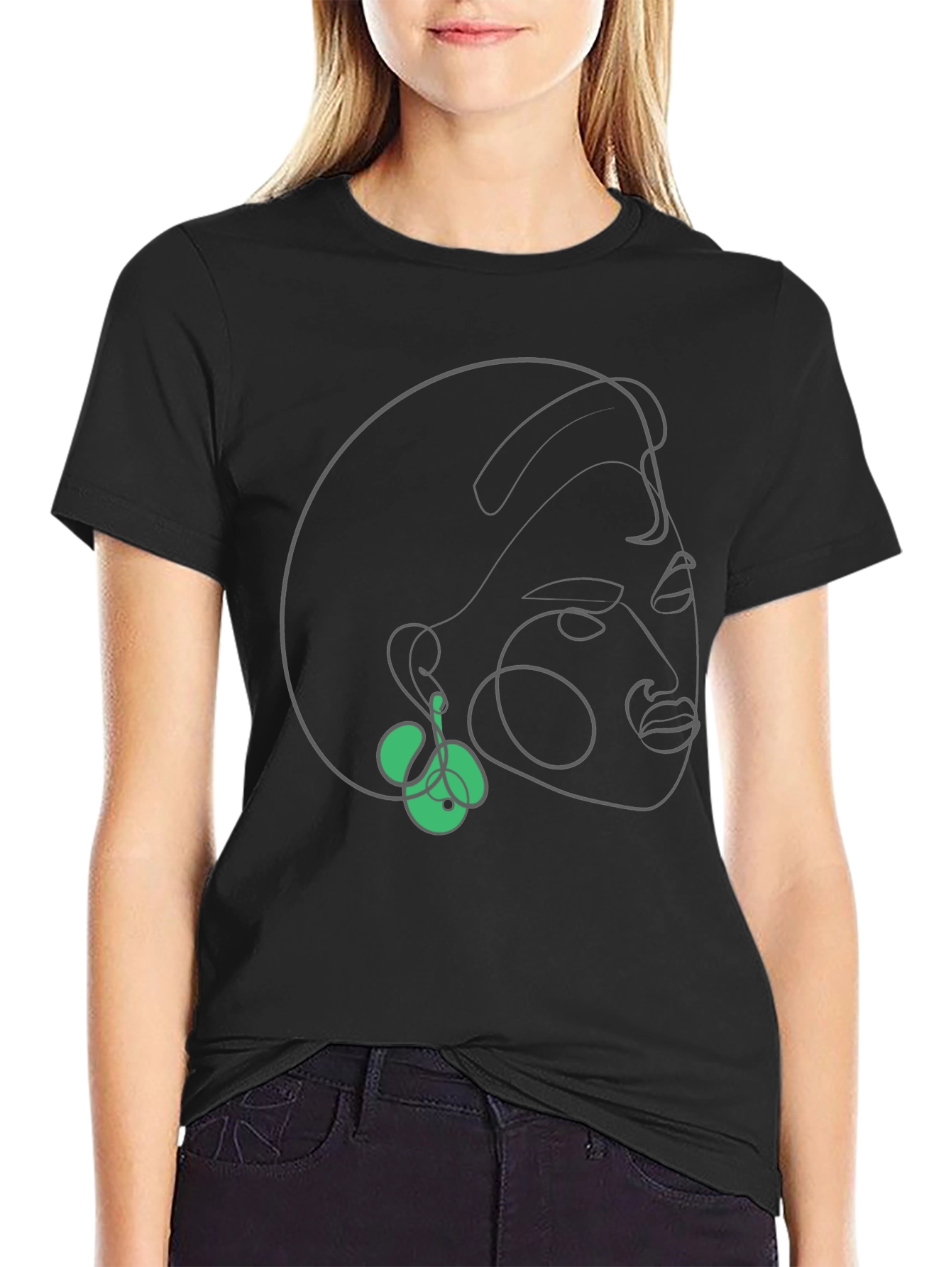 Abstract Face Line Art Graphic Tee - Modern Minimalist Shirt