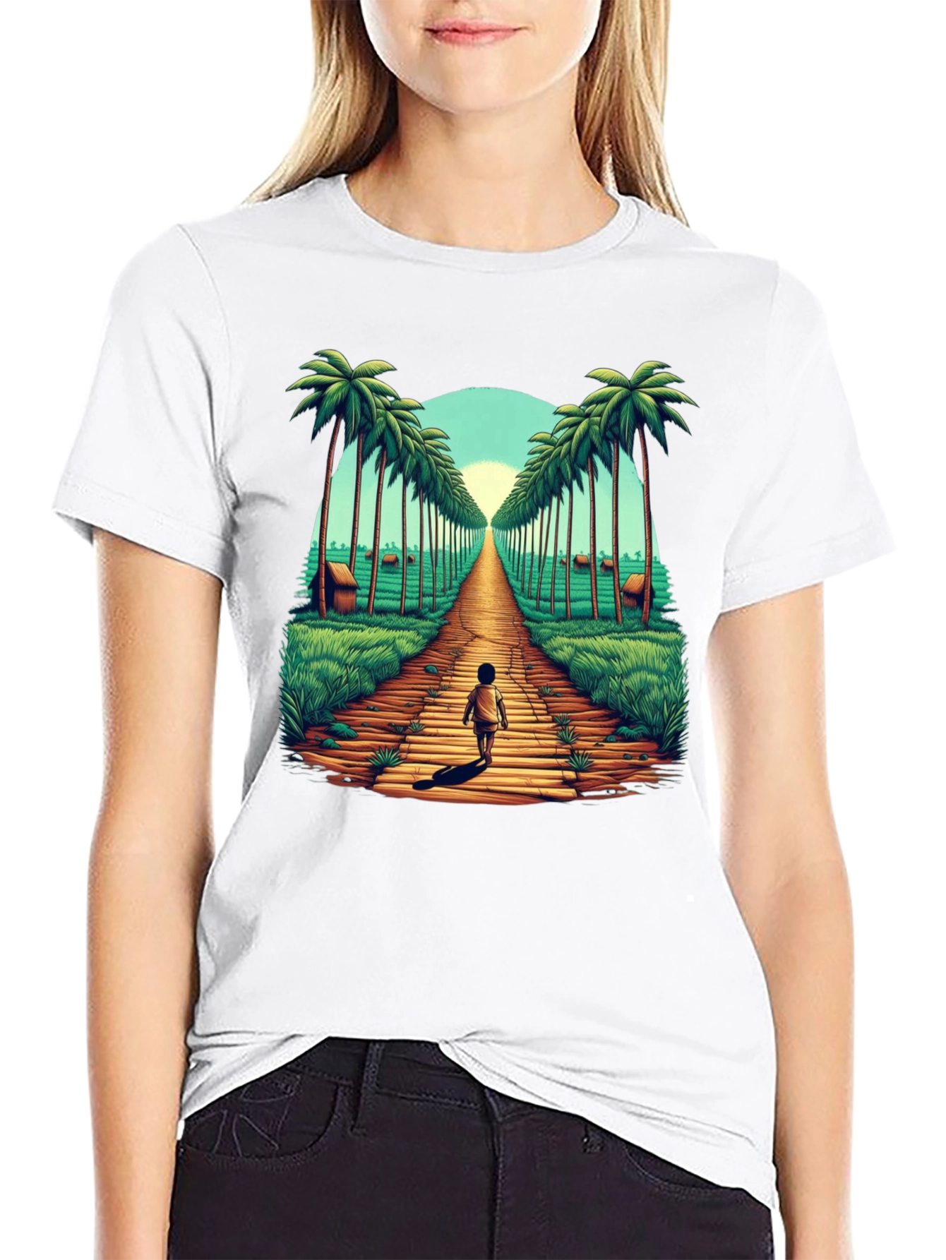 Tropical Palm Tree Pathway Graphic Tee