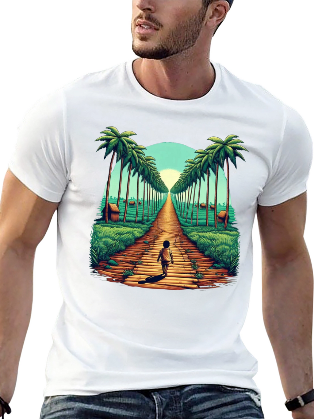 Tropical Palm Tree Pathway Graphic Tee