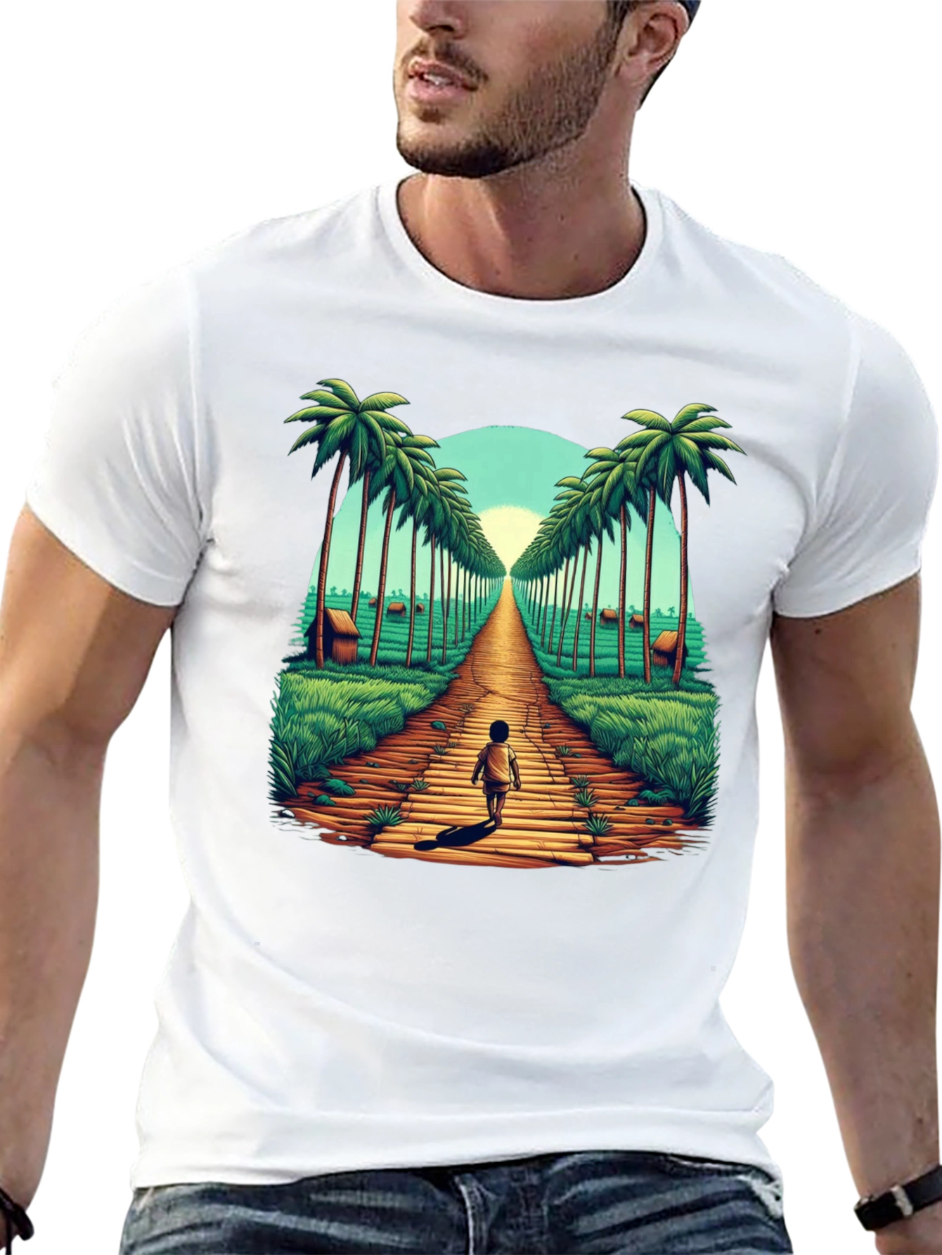 Tropical Palm Tree Pathway Graphic Tee