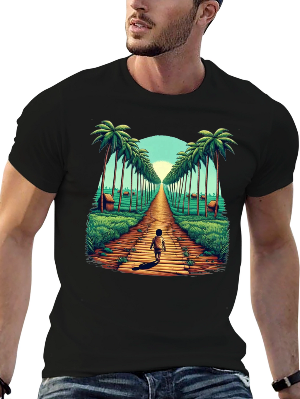 Tropical Palm Tree Pathway Graphic Tee