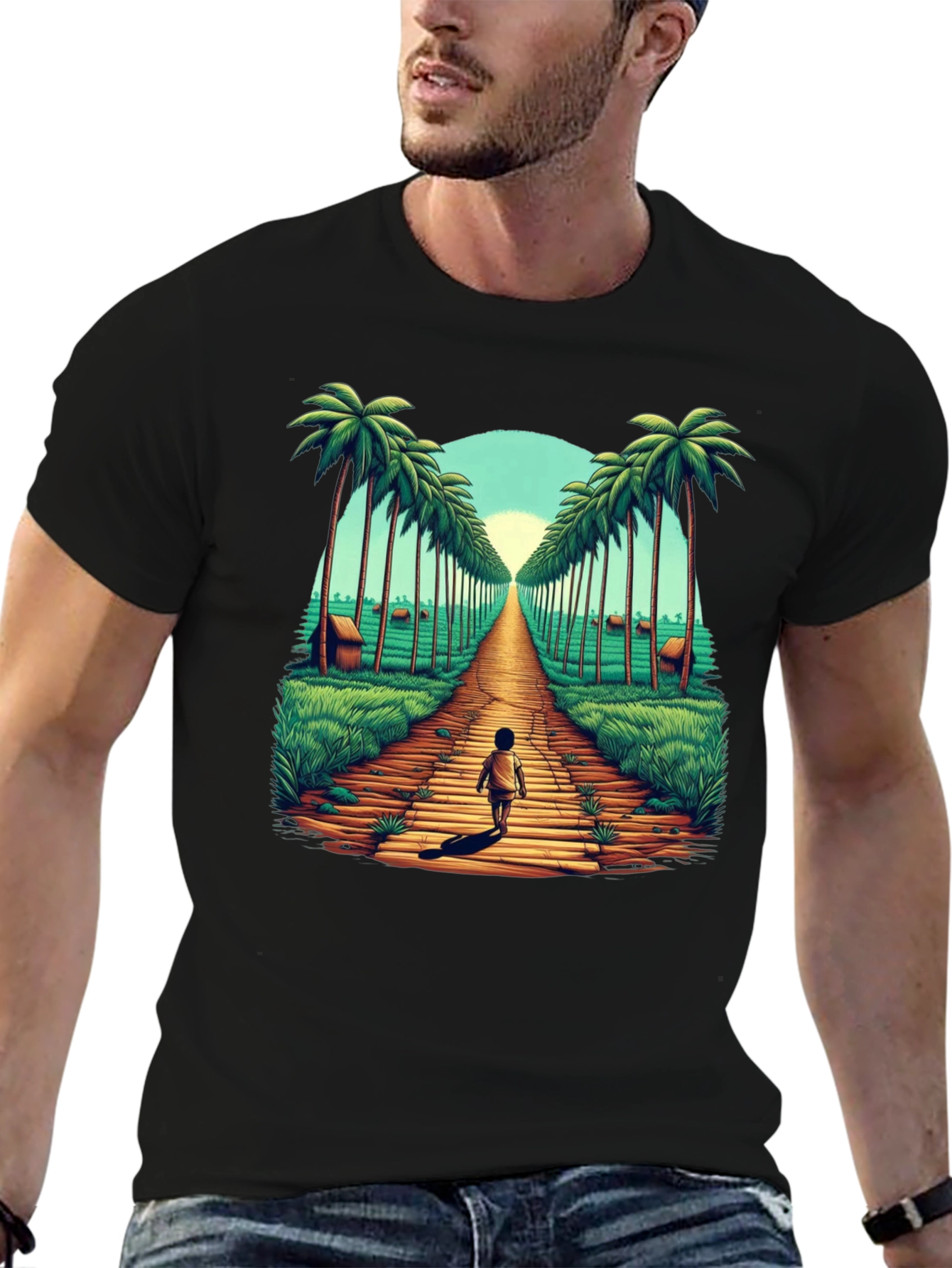 Tropical Palm Tree Pathway Graphic Tee