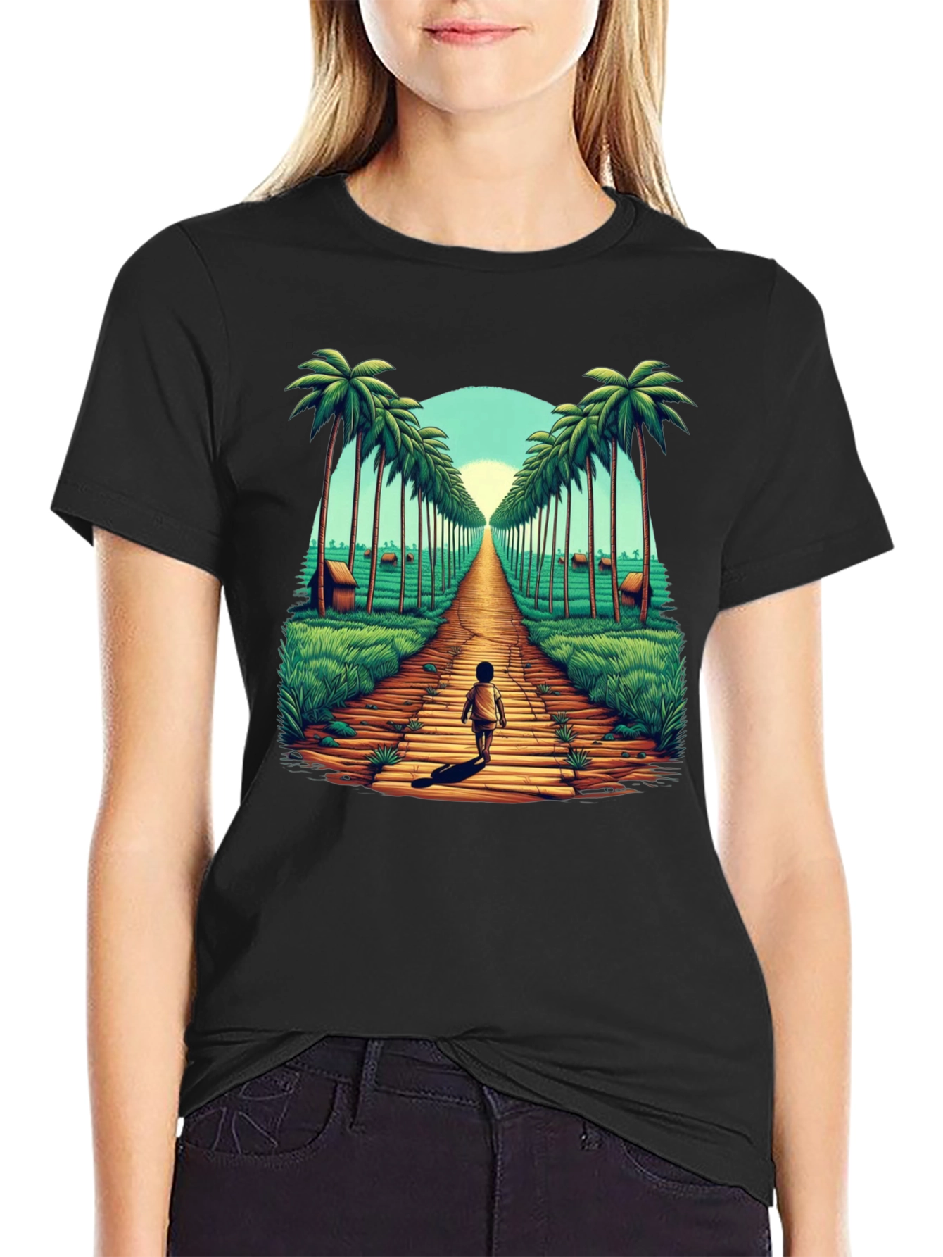 Tropical Palm Tree Pathway Graphic Tee