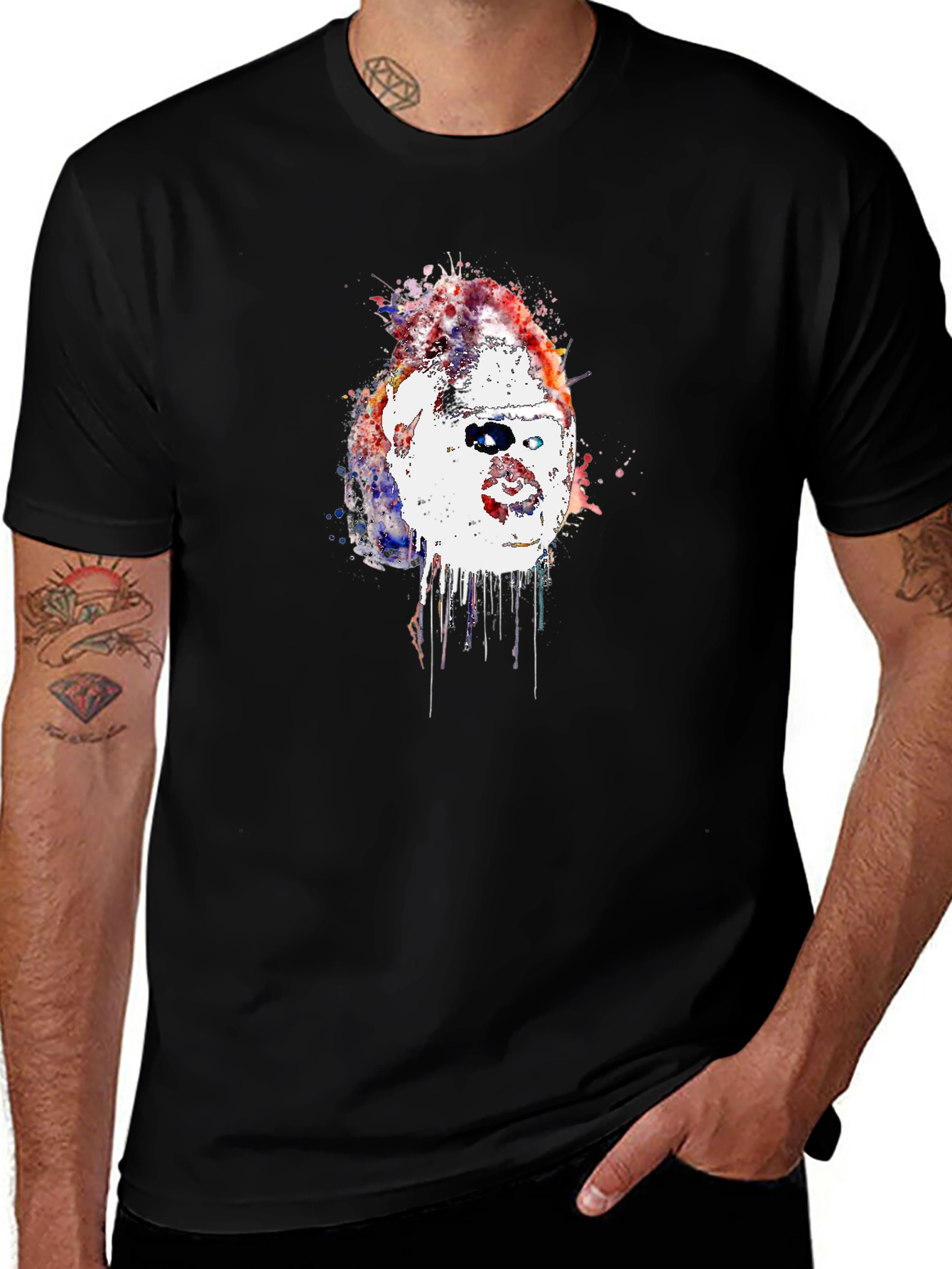 Gorilla Watercolor Graphic Tee - Black Crew Neck