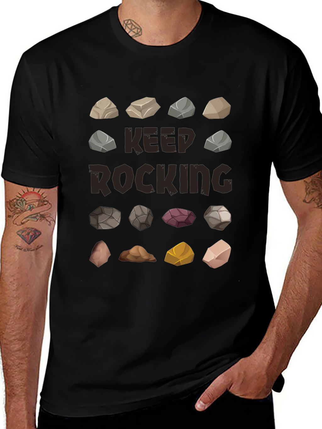 Keep Rocking Graphic T-Shirt - Funny Rock Collection Tee