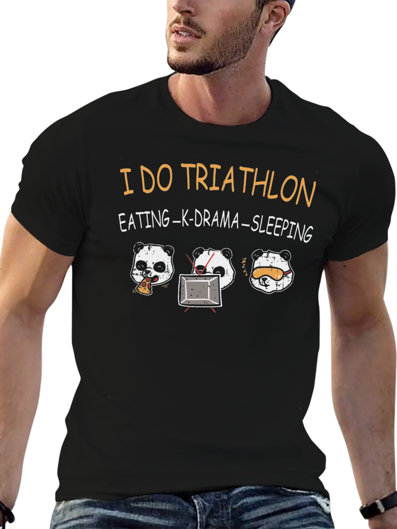 I Do Triathlon Panda Eating K-Drama Sleeping T-Shirt