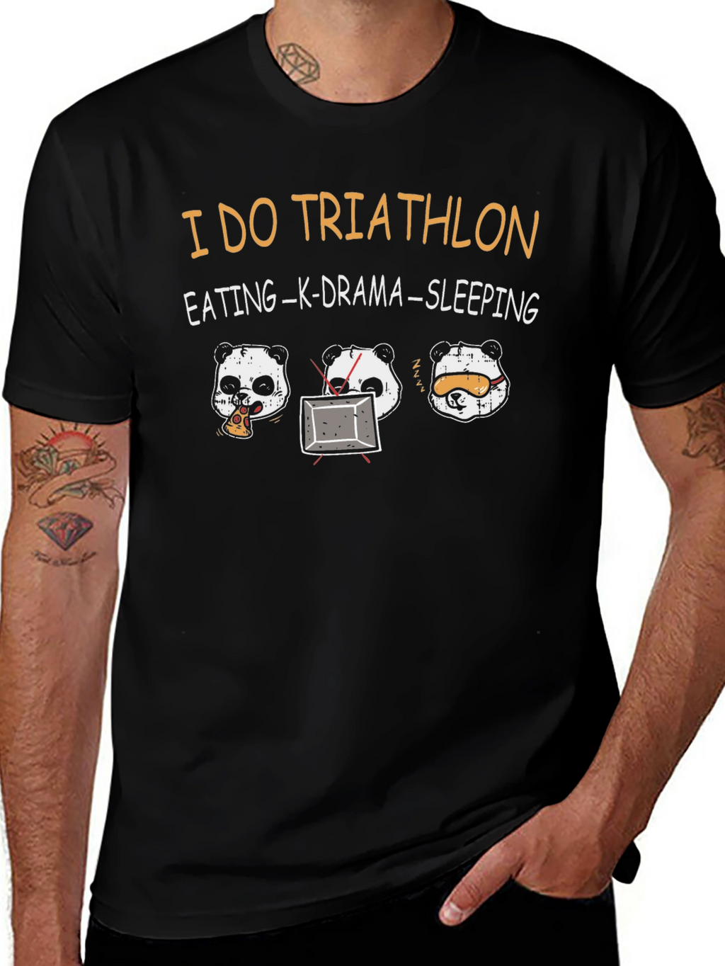 I Do Triathlon Panda Eating K-Drama Sleeping T-Shirt