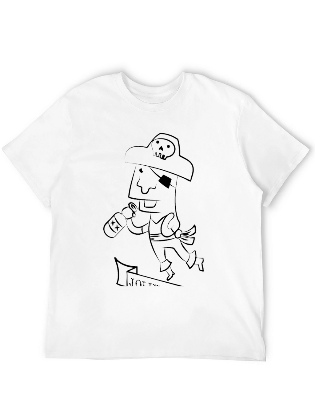 Pirate Cartoon Graphic Tee - Black Cotton T-Shirt