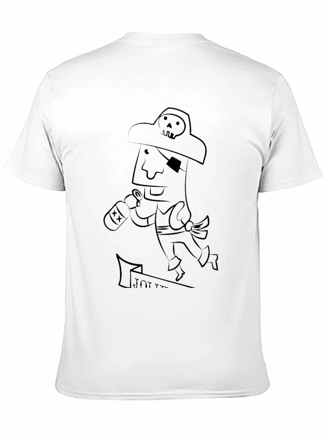 Pirate Cartoon Graphic Tee - Black Cotton T-Shirt
