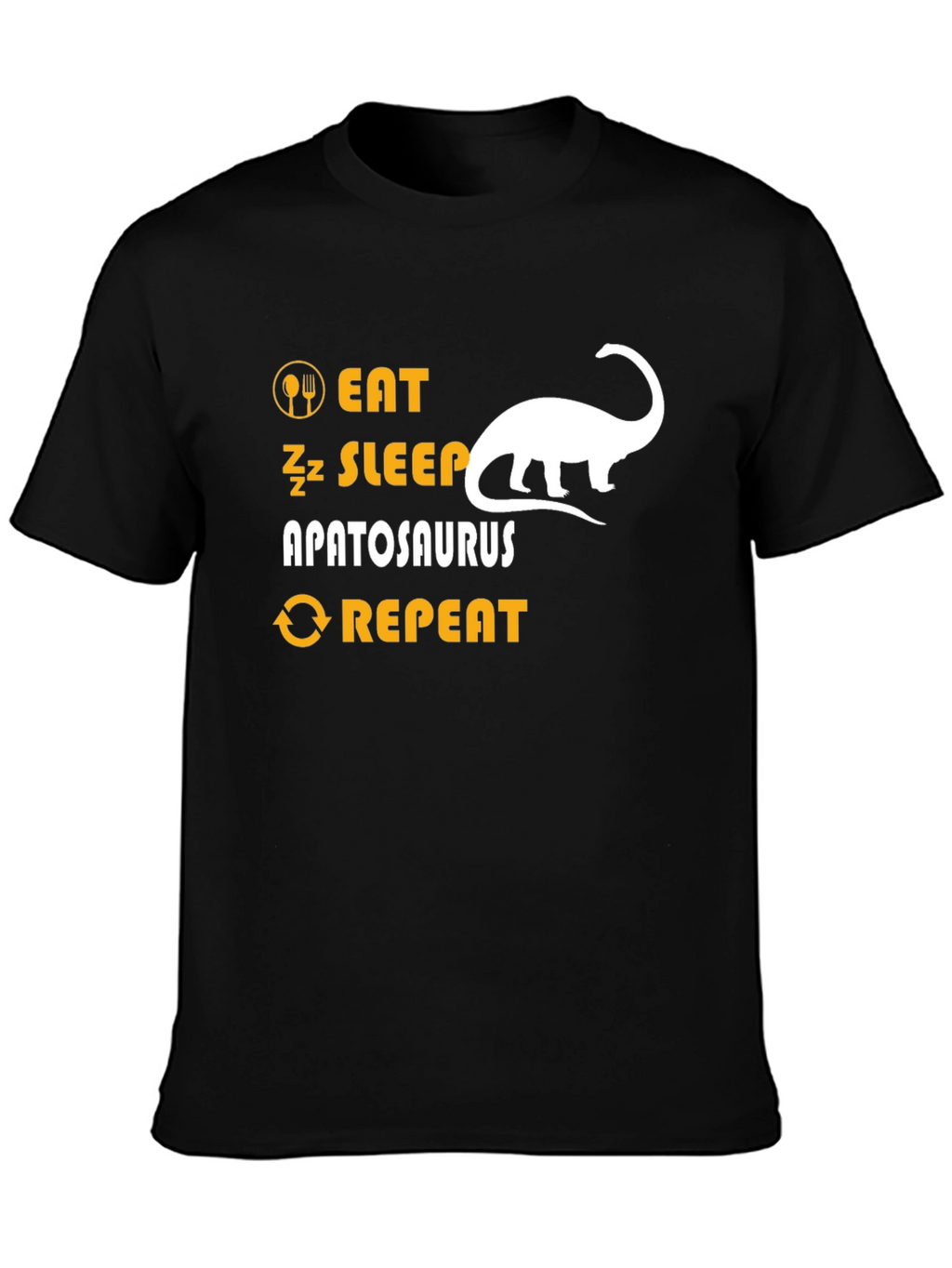 Eat Sleep Apatosaurus Repeat Black Graphic T-Shirt