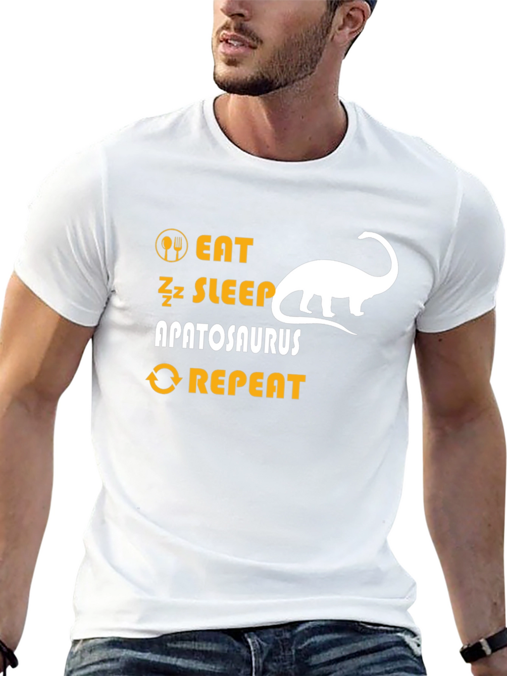 Eat Sleep Apatosaurus Repeat Black Graphic T-Shirt
