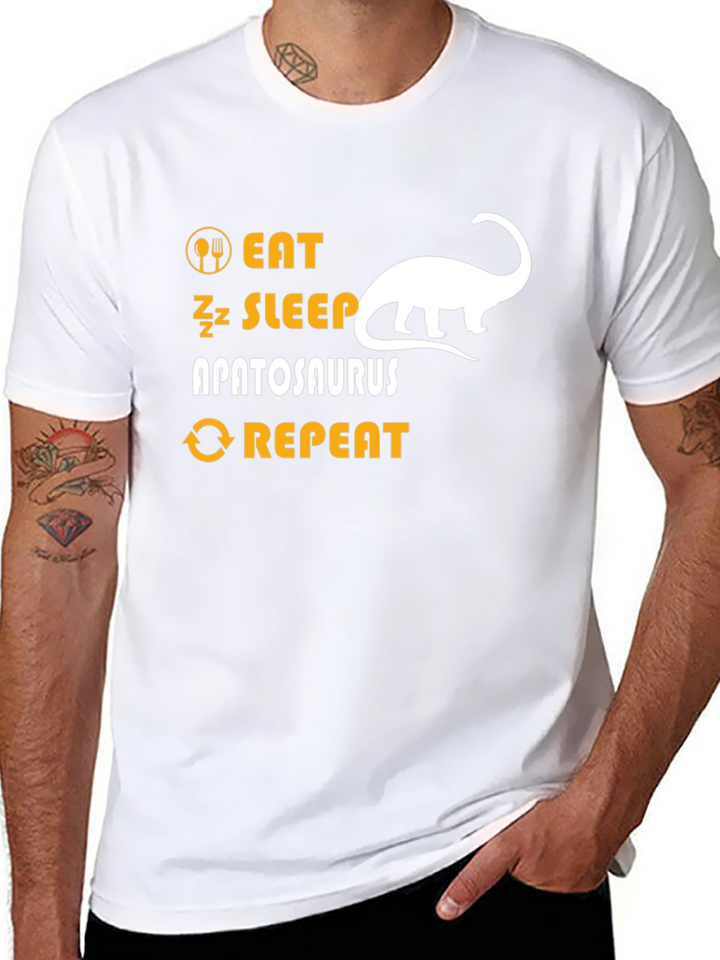 Eat Sleep Apatosaurus Repeat Black Graphic T-Shirt