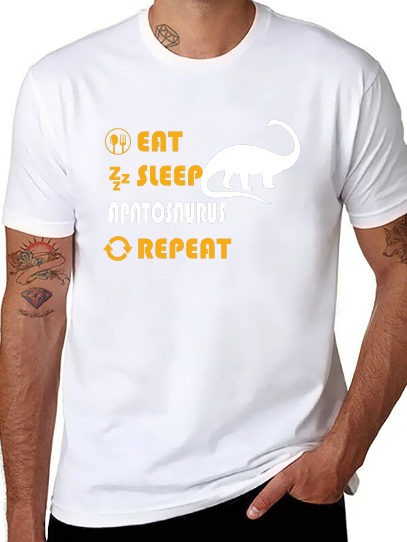 Eat Sleep Apatosaurus Repeat Black Graphic T-Shirt