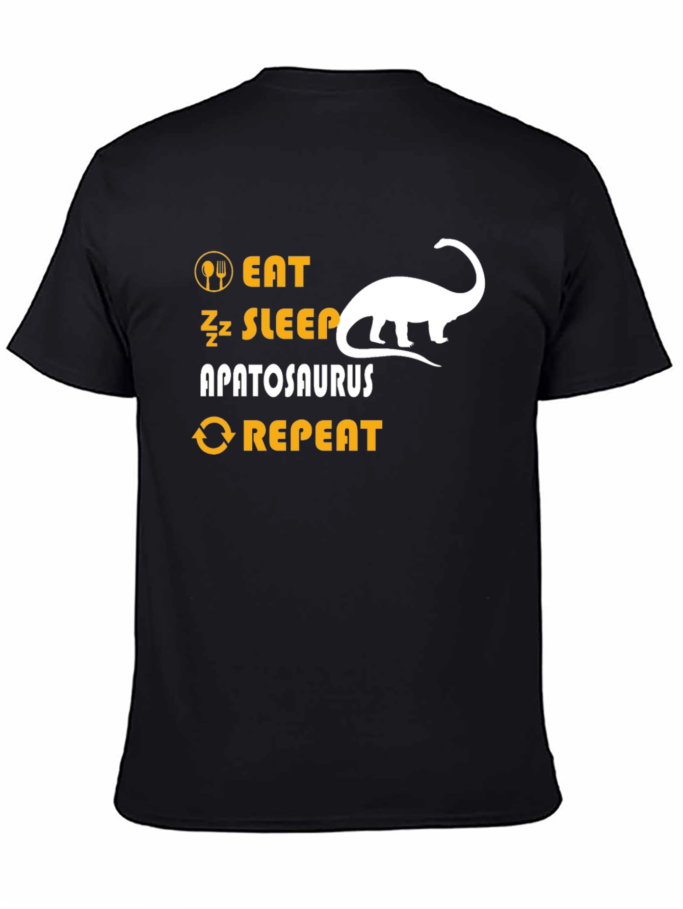 Eat Sleep Apatosaurus Repeat Black Graphic T-Shirt