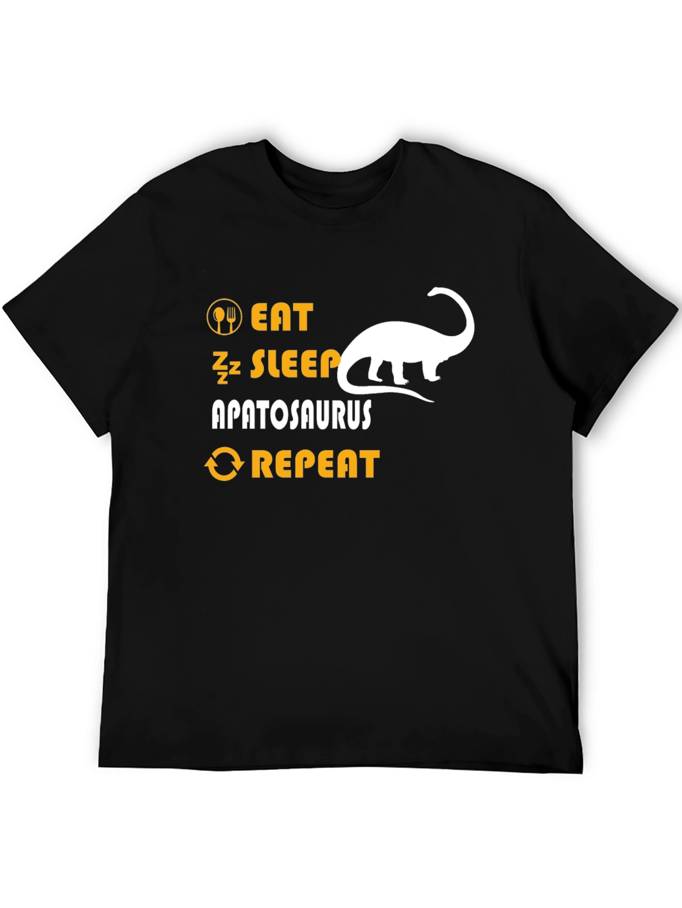 Eat Sleep Apatosaurus Repeat Black Graphic T-Shirt