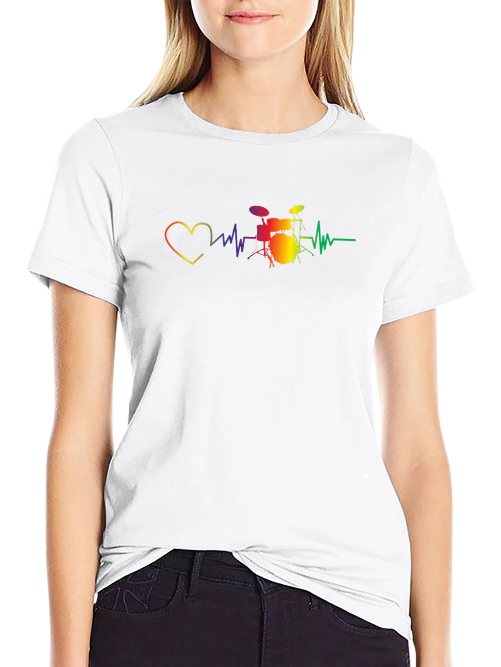 Drum Heartbeat Graphic Tee - Music Lovers T-Shirt