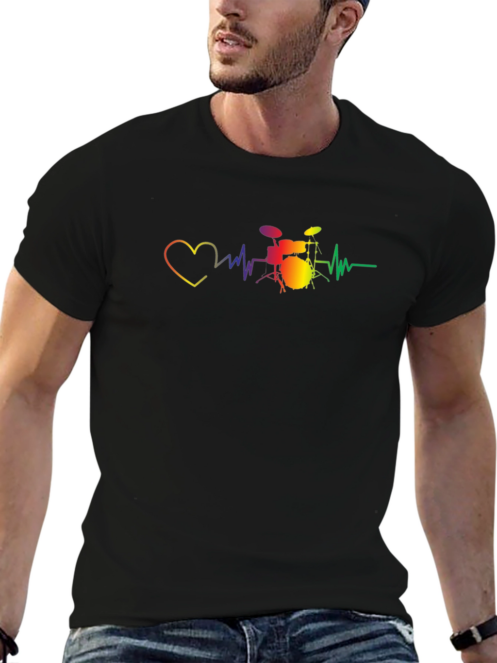Drum Heartbeat Graphic Tee - Music Lovers T-Shirt