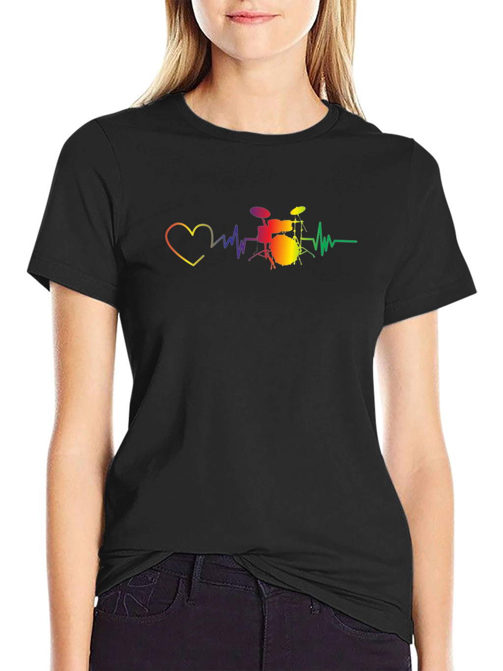 Drum Heartbeat Graphic Tee - Music Lovers T-Shirt