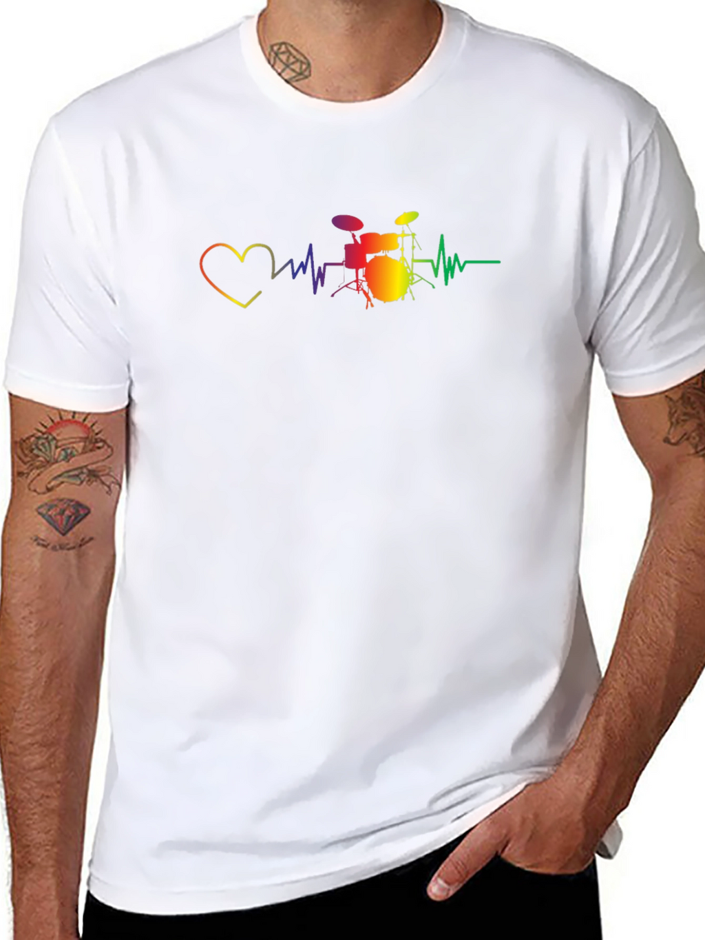 Drum Heartbeat Graphic Tee - Music Lovers T-Shirt