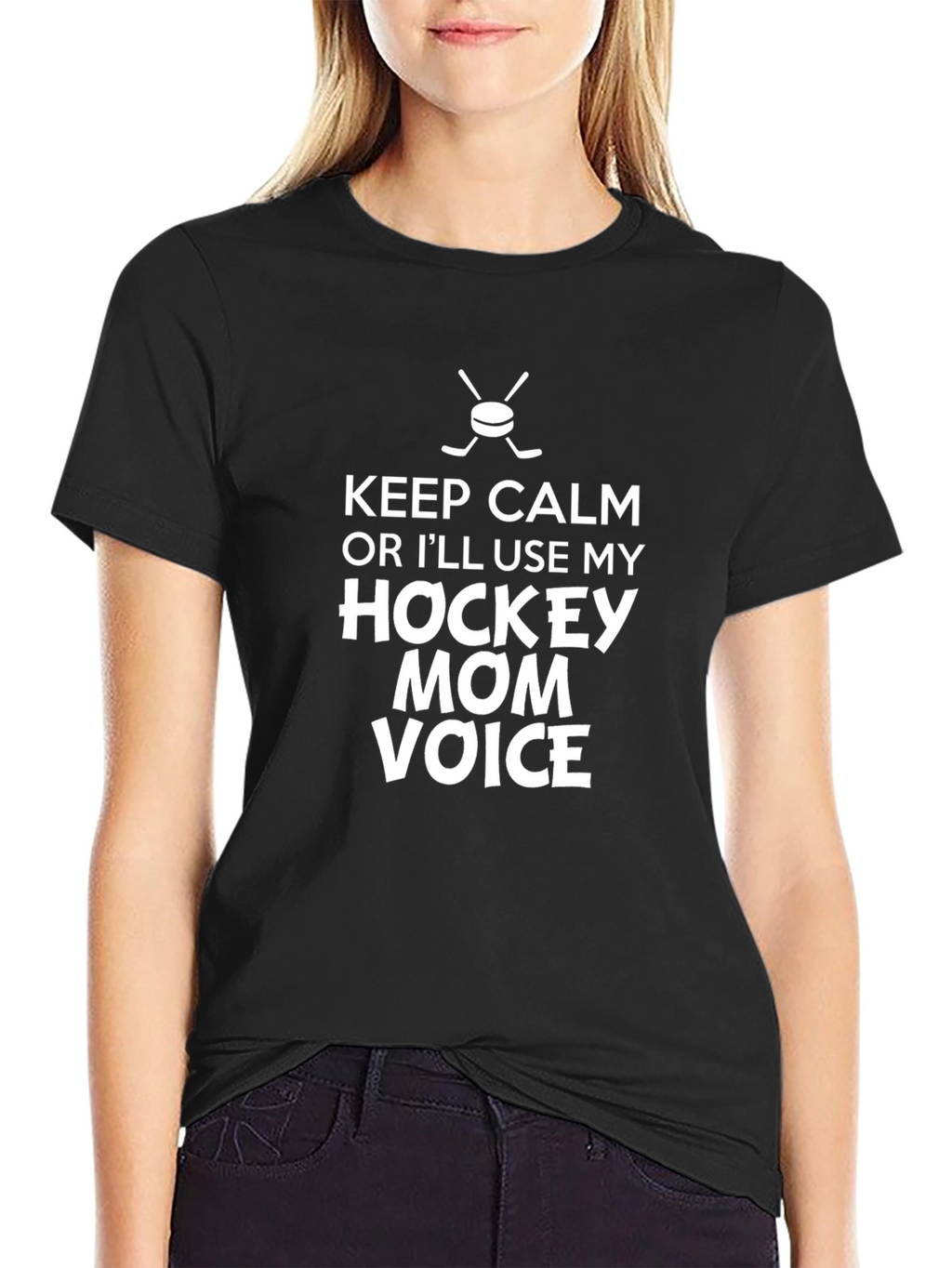 Keep Calm Hockey Mom Graphic T-Shirt
