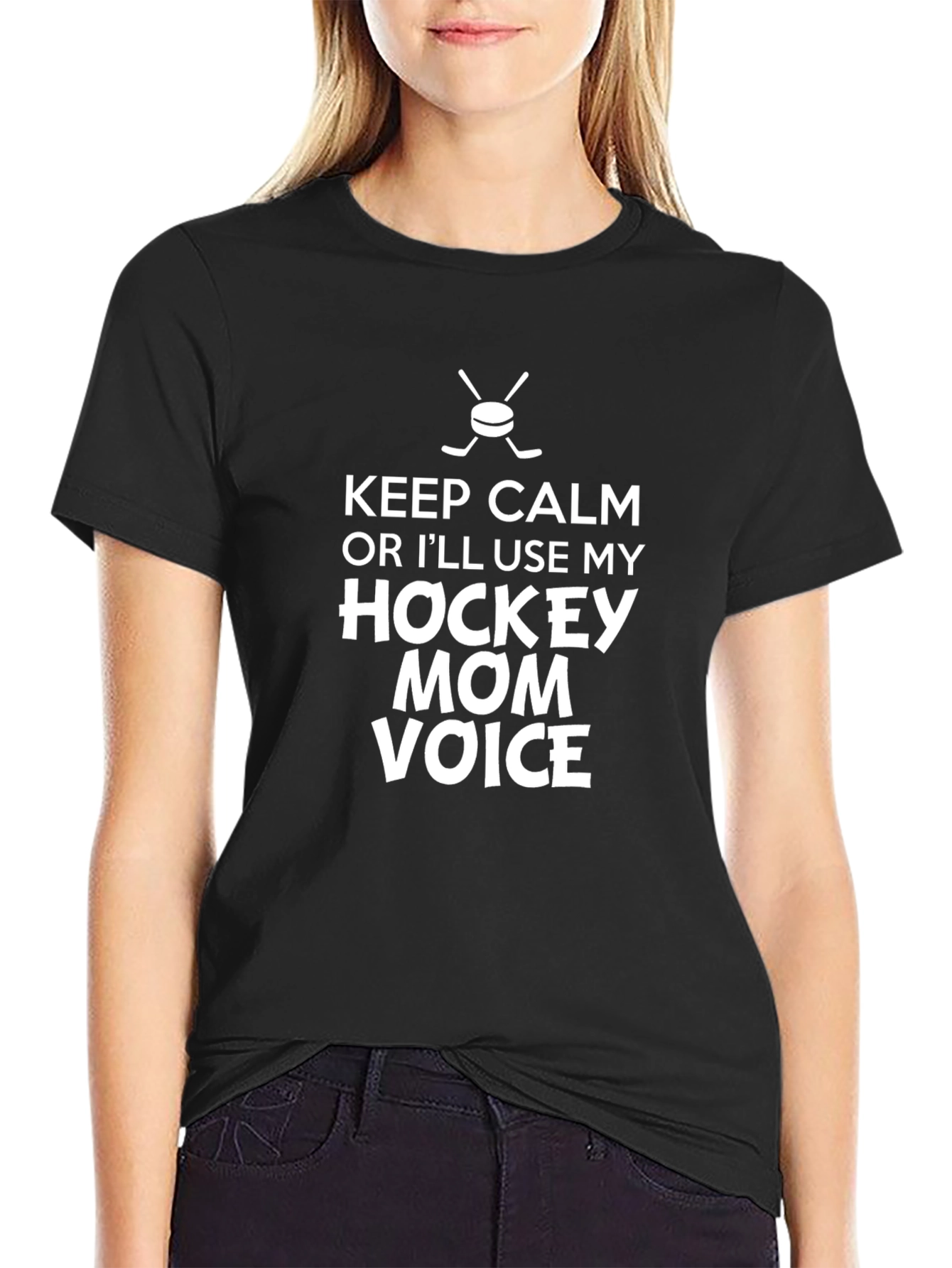 Keep Calm Hockey Mom Graphic T-Shirt