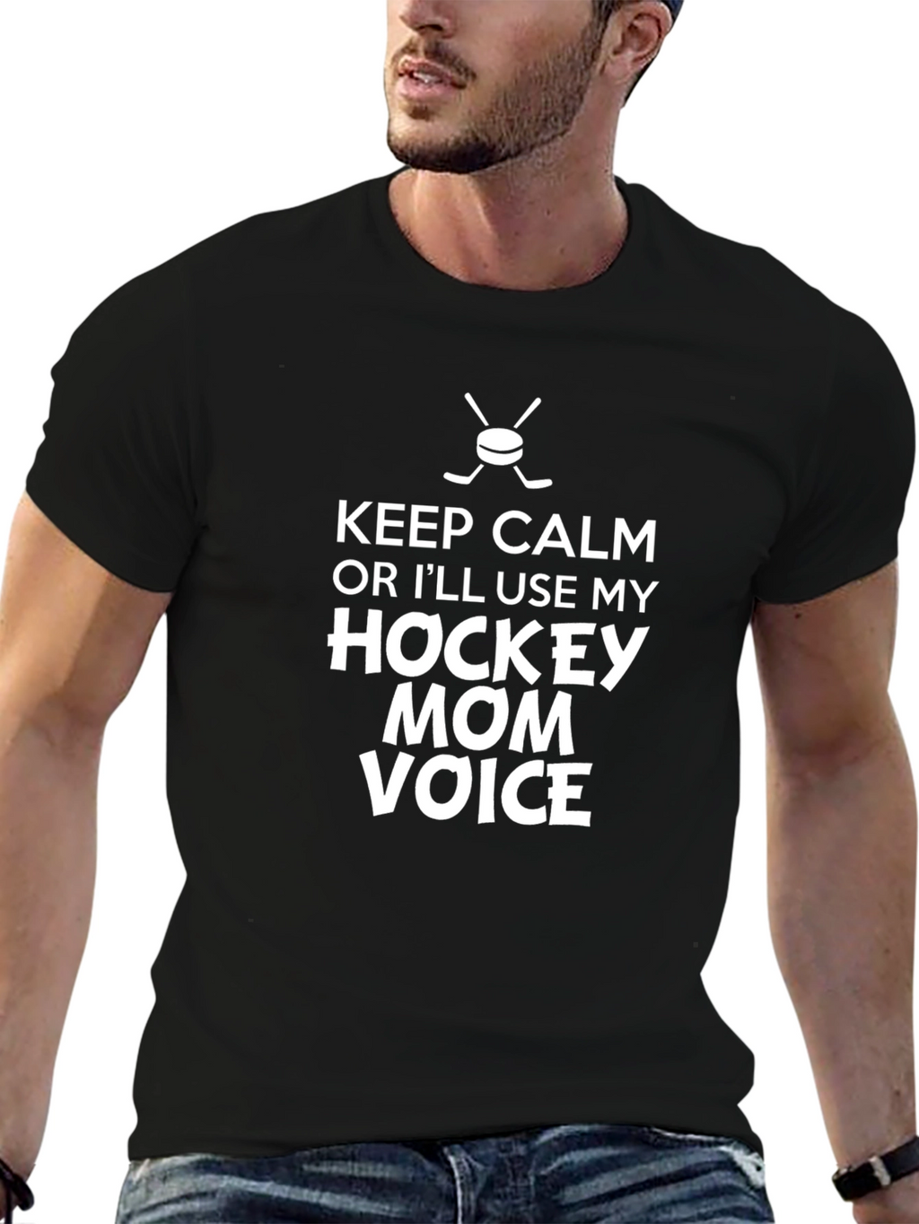 Keep Calm Hockey Mom Graphic T-Shirt