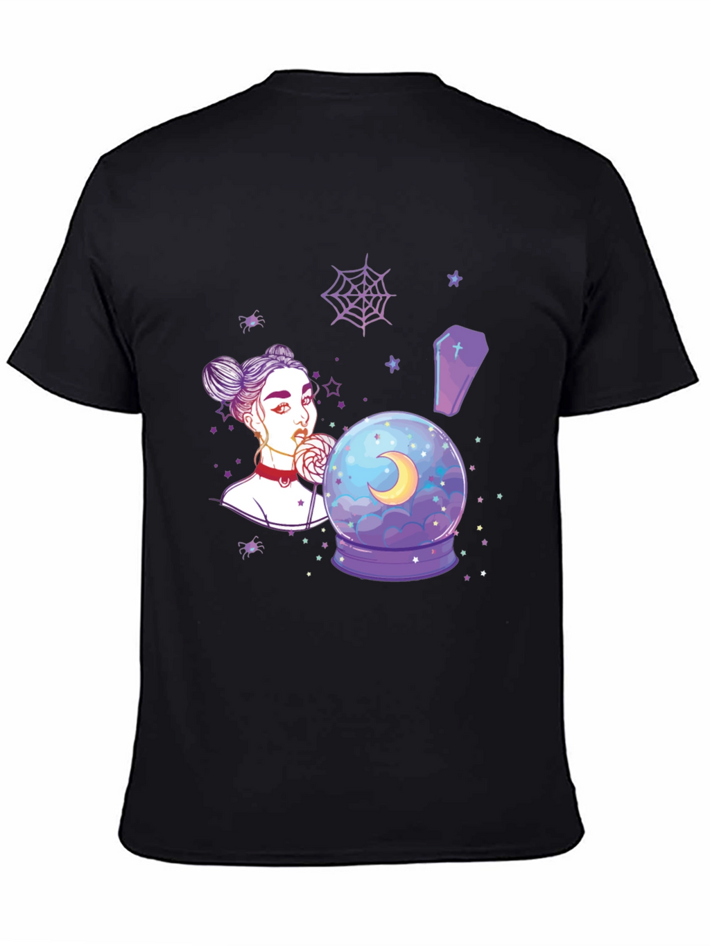 Witchy Girl Graphic T-Shirt - Gothic Moon Design