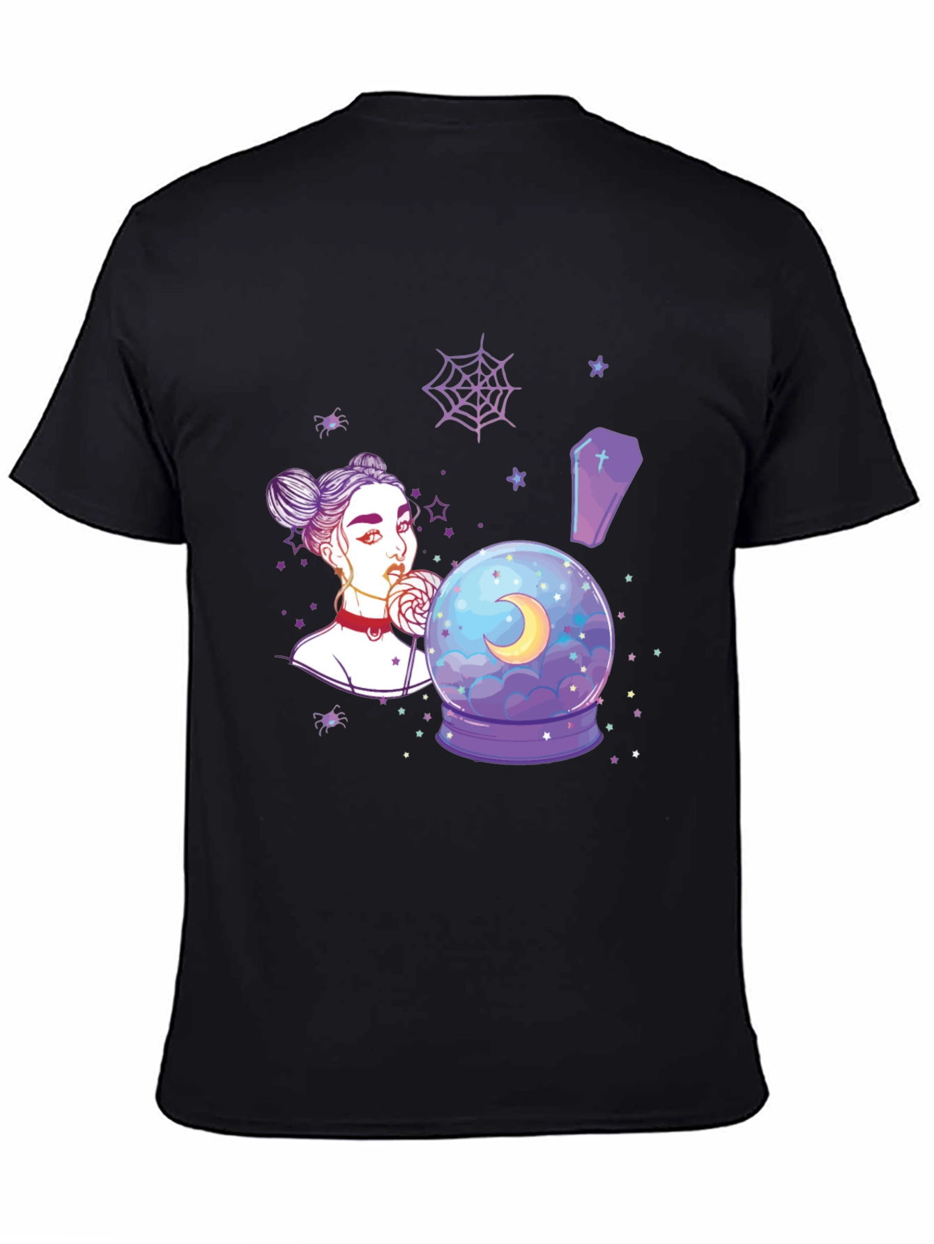 Witchy Girl Graphic T-Shirt - Gothic Moon Design