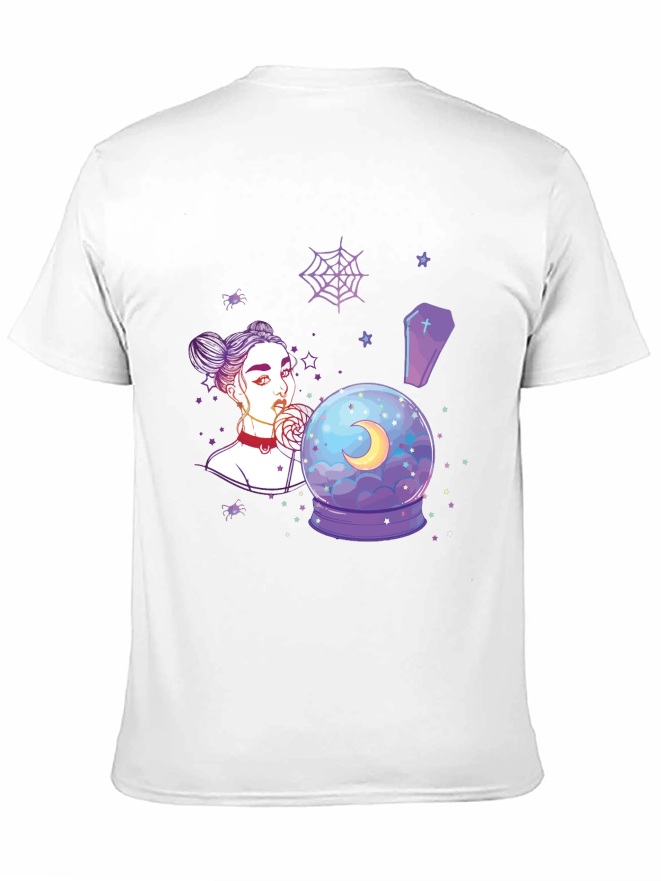Witchy Girl Graphic T-Shirt - Gothic Moon Design
