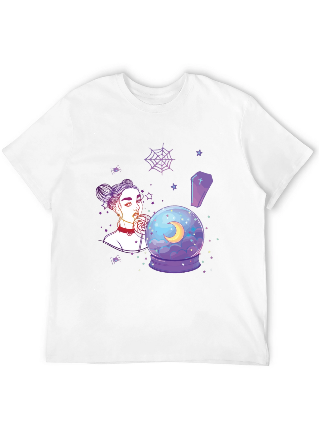 Witchy Girl Graphic T-Shirt - Gothic Moon Design