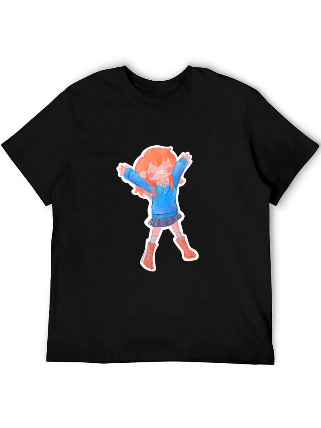 Anime Girl T-Shirt - Black Cotton Tee