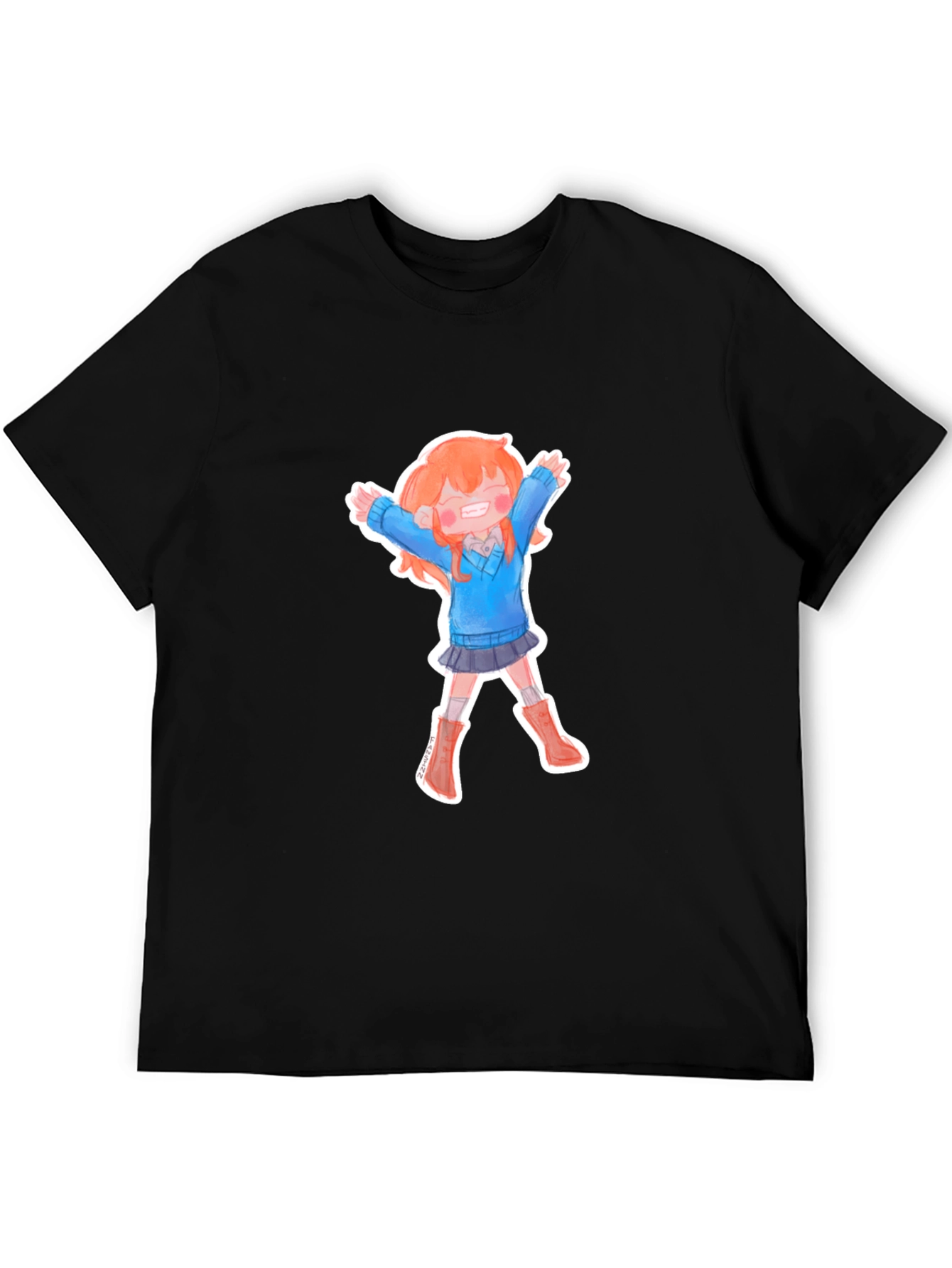 Anime Girl T-Shirt - Black Cotton Tee