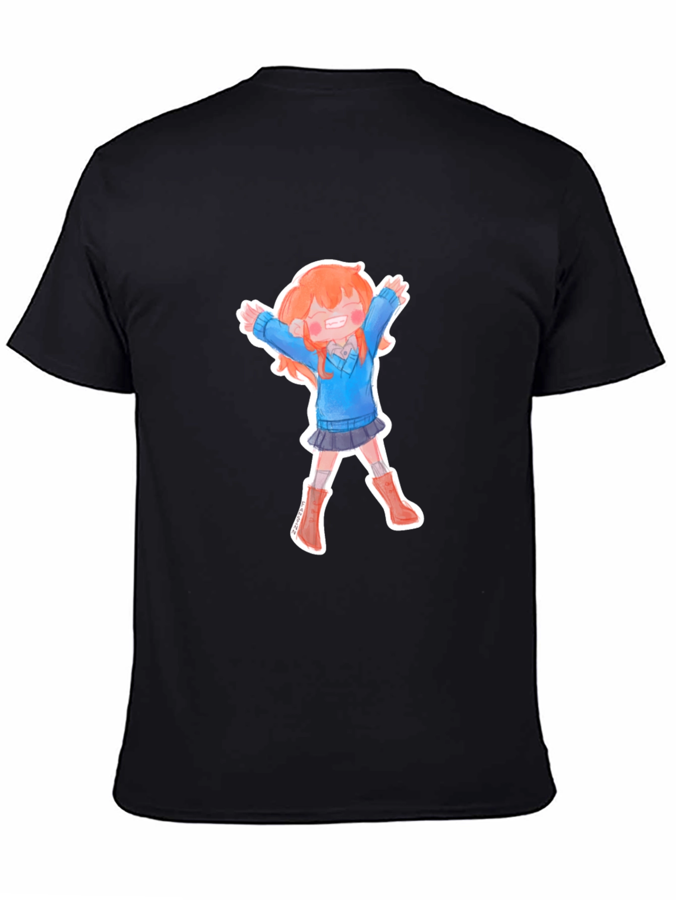 Anime Girl T-Shirt - Black Cotton Tee