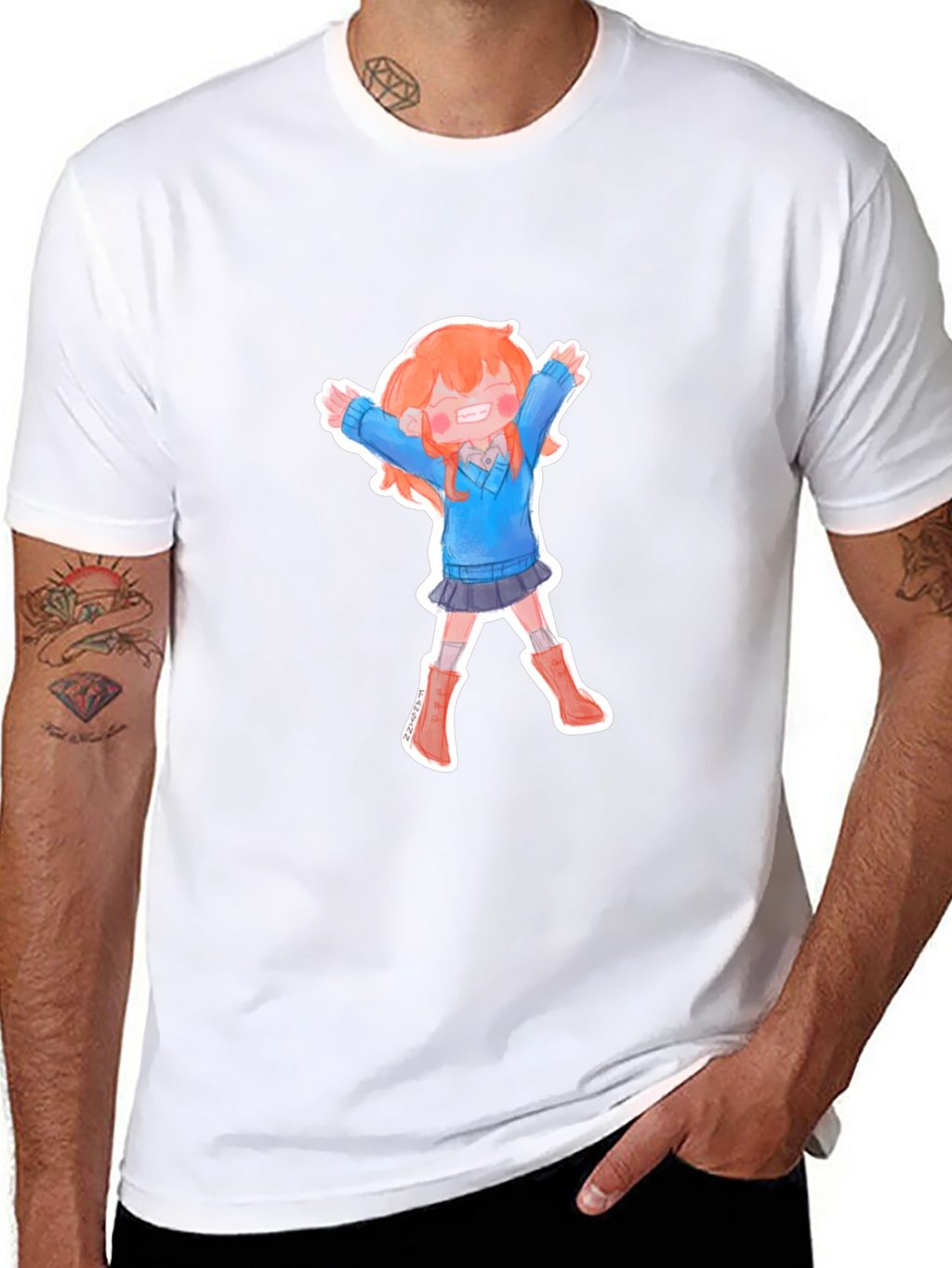 Anime Girl T-Shirt - Black Cotton Tee