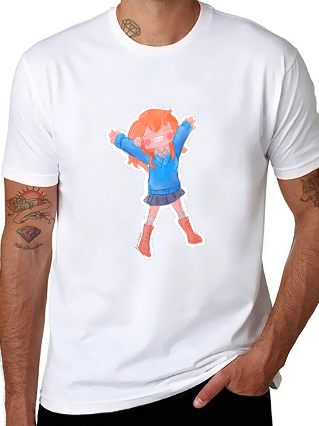 Anime Girl T-Shirt - Black Cotton Tee