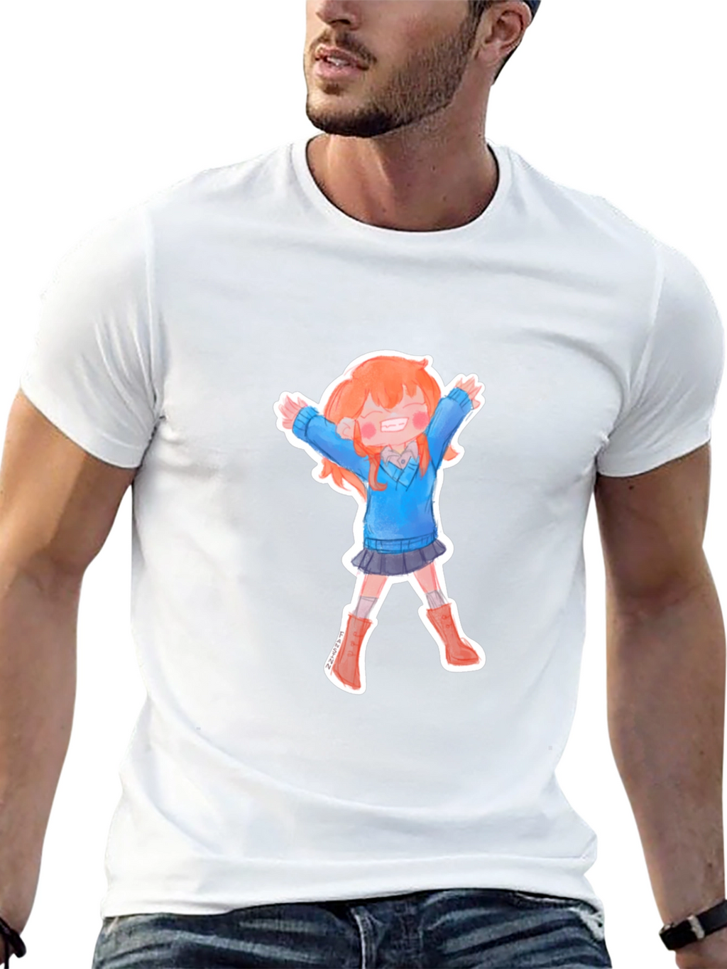 Anime Girl T-Shirt - Black Cotton Tee