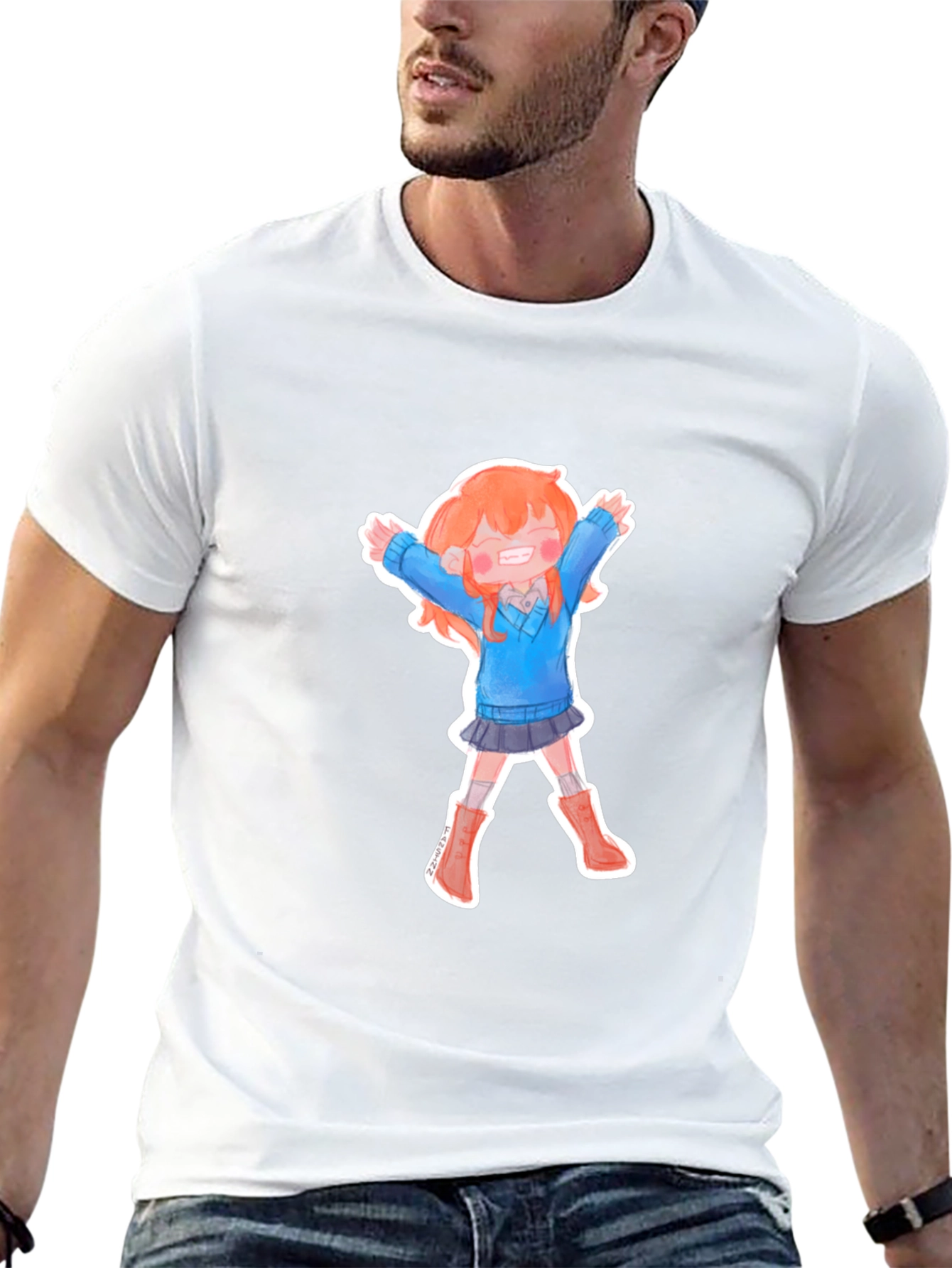 Anime Girl T-Shirt - Black Cotton Tee
