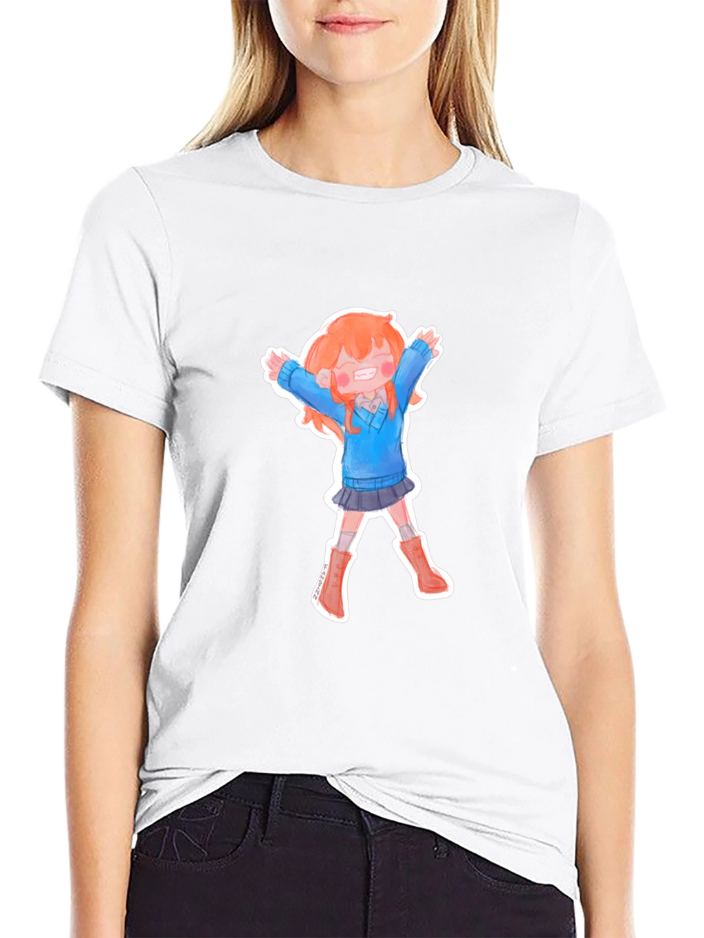 Anime Girl T-Shirt - Black Cotton Tee