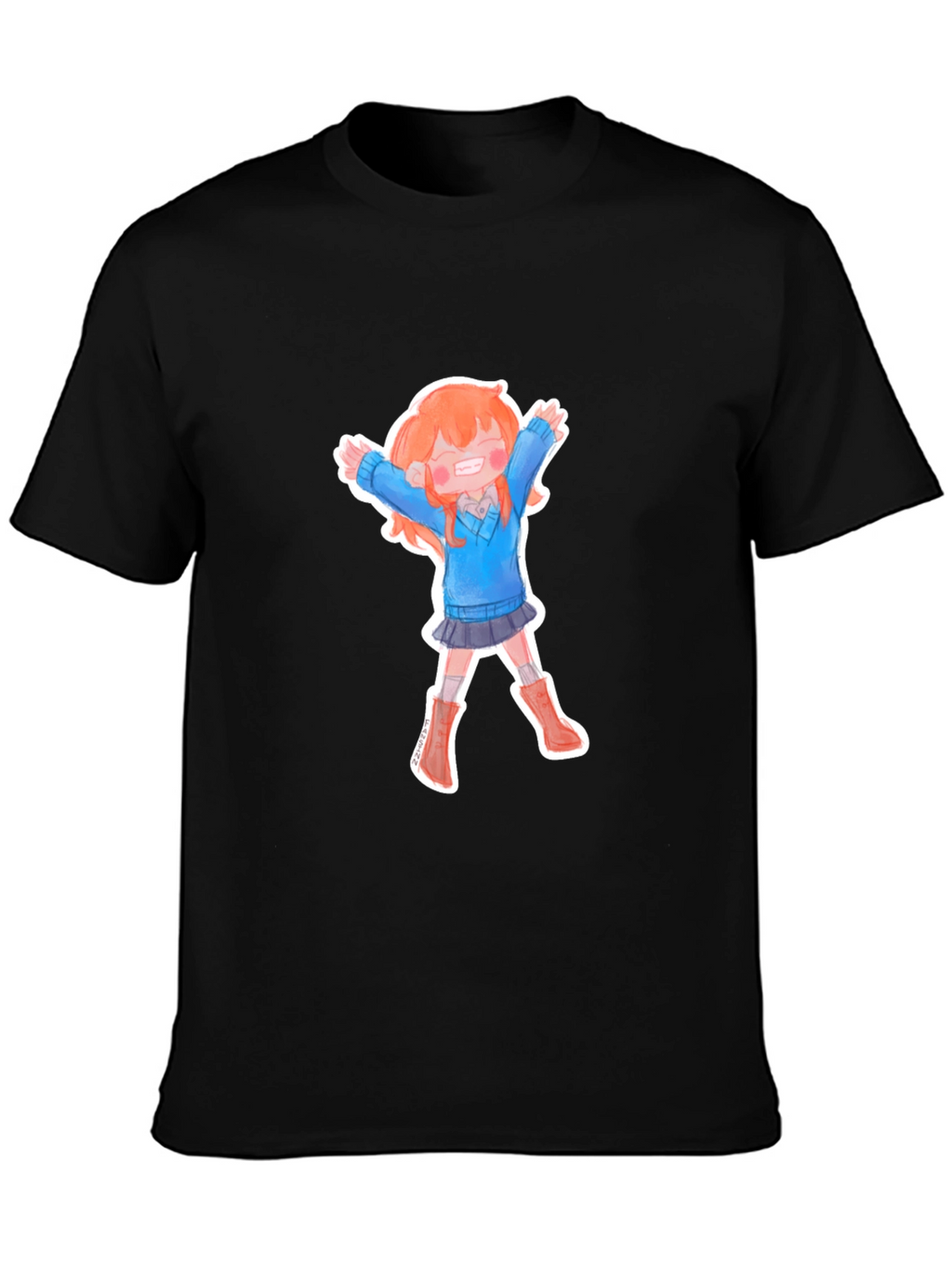 Anime Girl T-Shirt - Black Cotton Tee