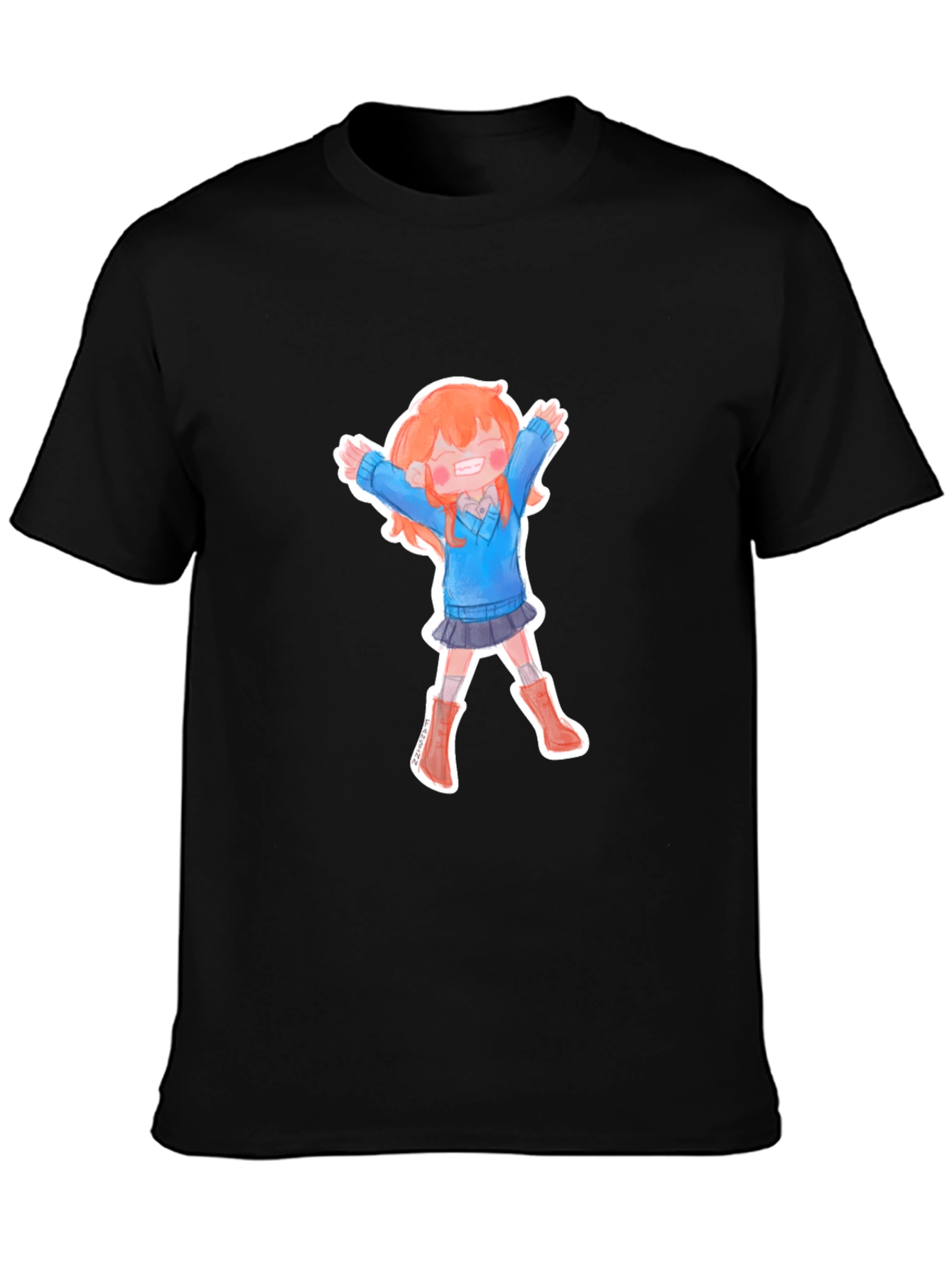 Anime Girl T-Shirt - Black Cotton Tee