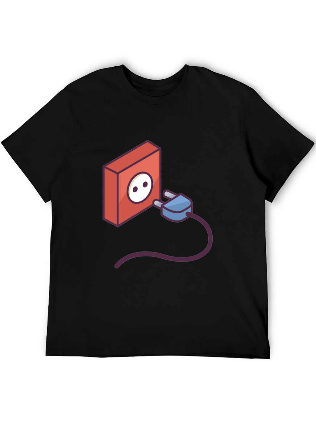 Funny Power Outlet Graphic Tee - Black Cotton T-Shirt
