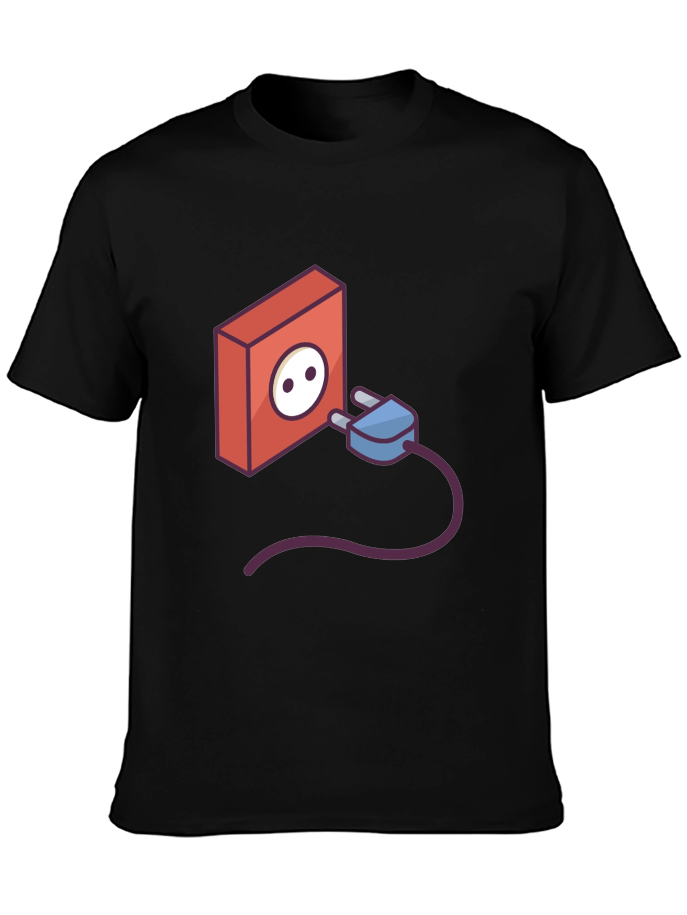 Funny Power Outlet Graphic Tee - Black Cotton T-Shirt