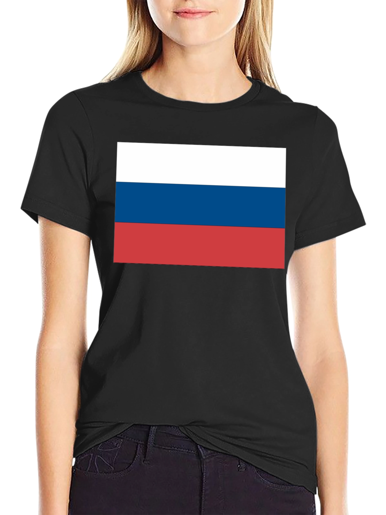 Russia Flag T-Shirt - Black Cotton Tee