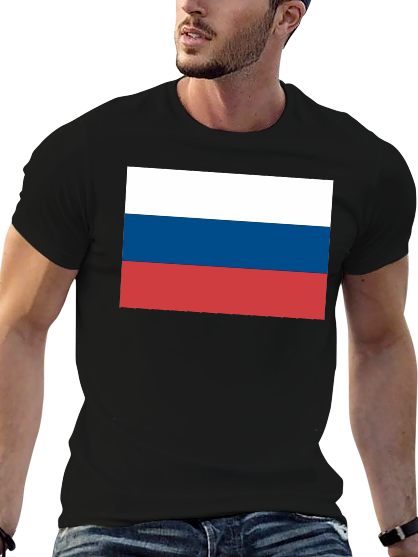 Russia Flag T-Shirt - Black Cotton Tee