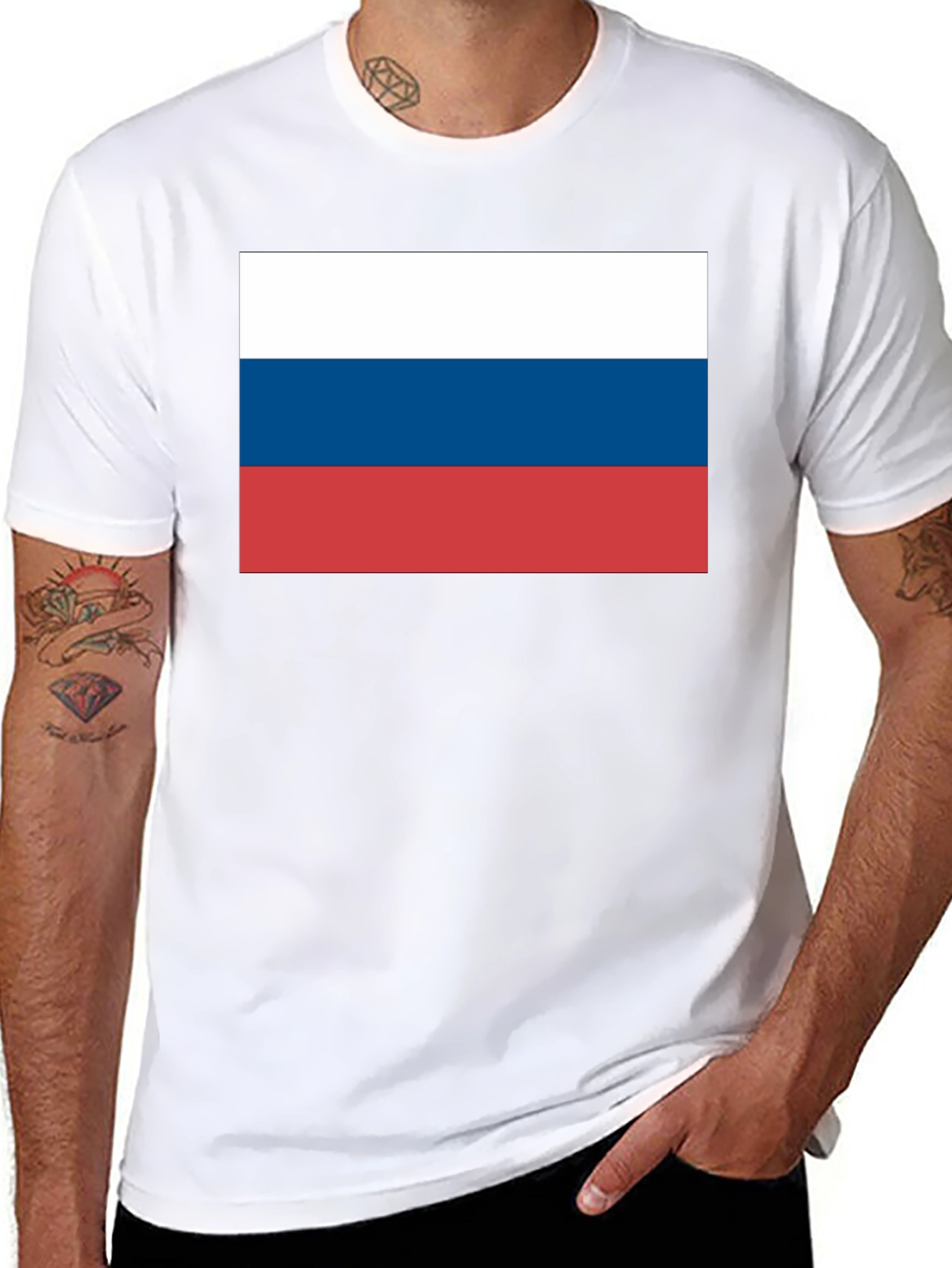 Russia Flag T-Shirt - Black Cotton Tee