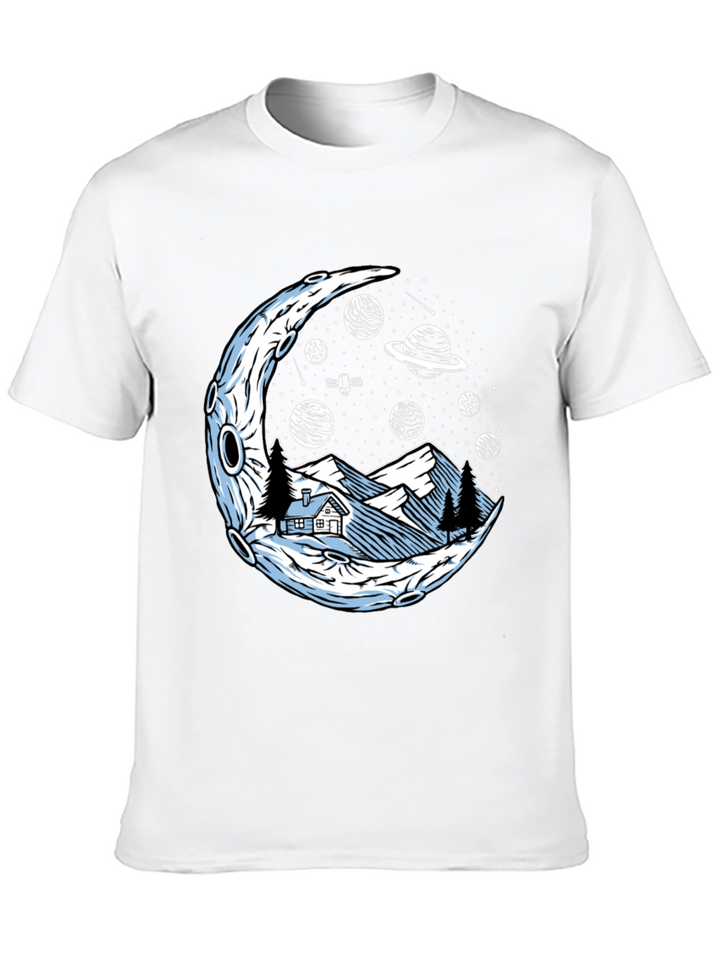 Cosmic Moonscape Tee - Black Graphic T-Shirt