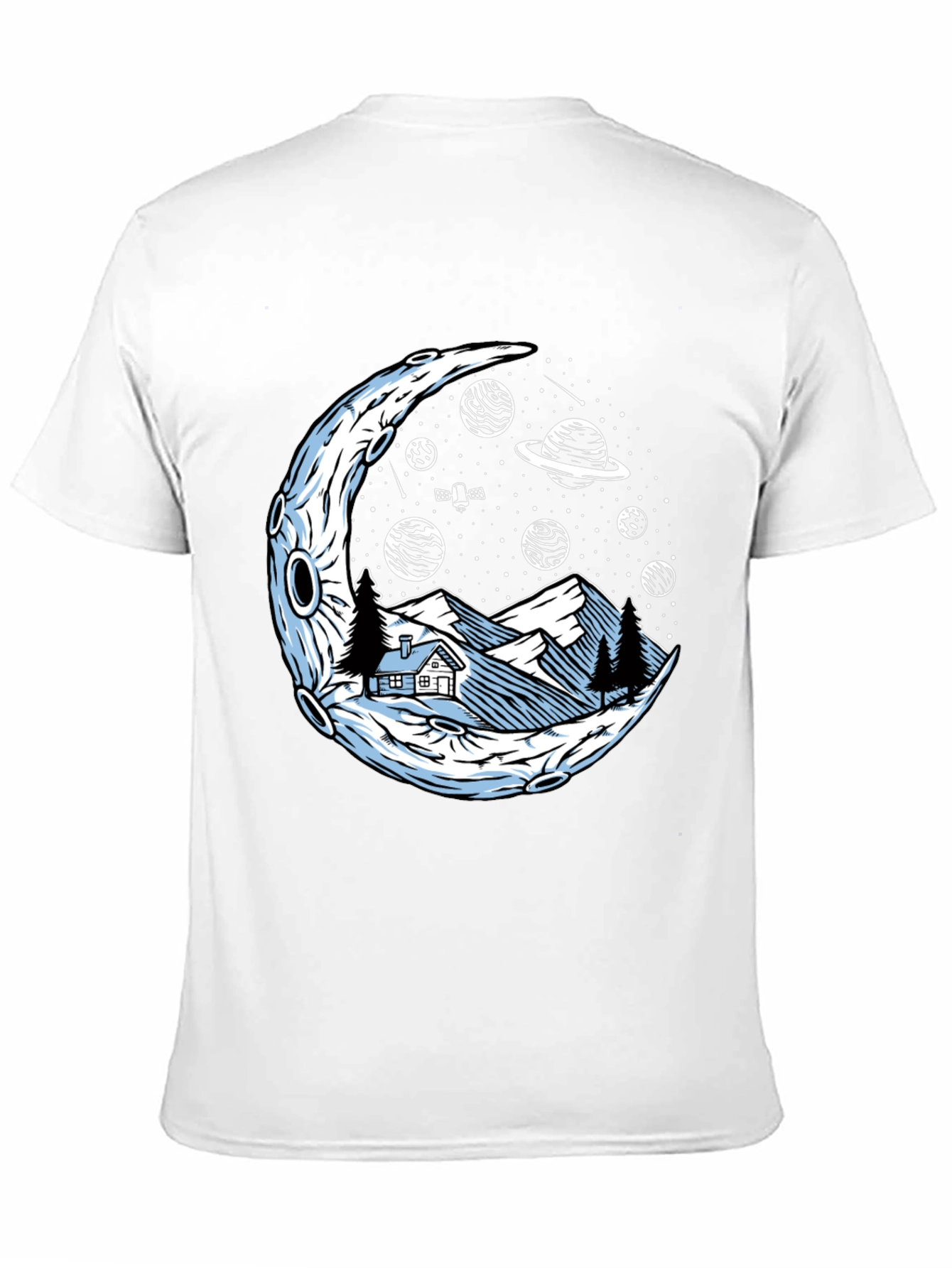 Cosmic Moonscape Tee - Black Graphic T-Shirt