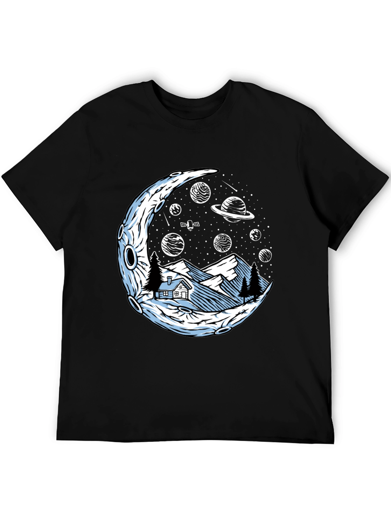 Cosmic Moonscape Tee - Black Graphic T-Shirt